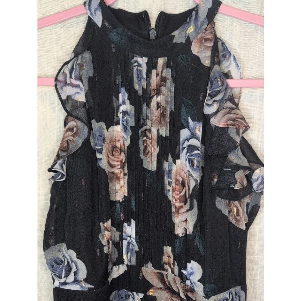 Black Floral Halter Maxi Dress - Picture 3 of 5